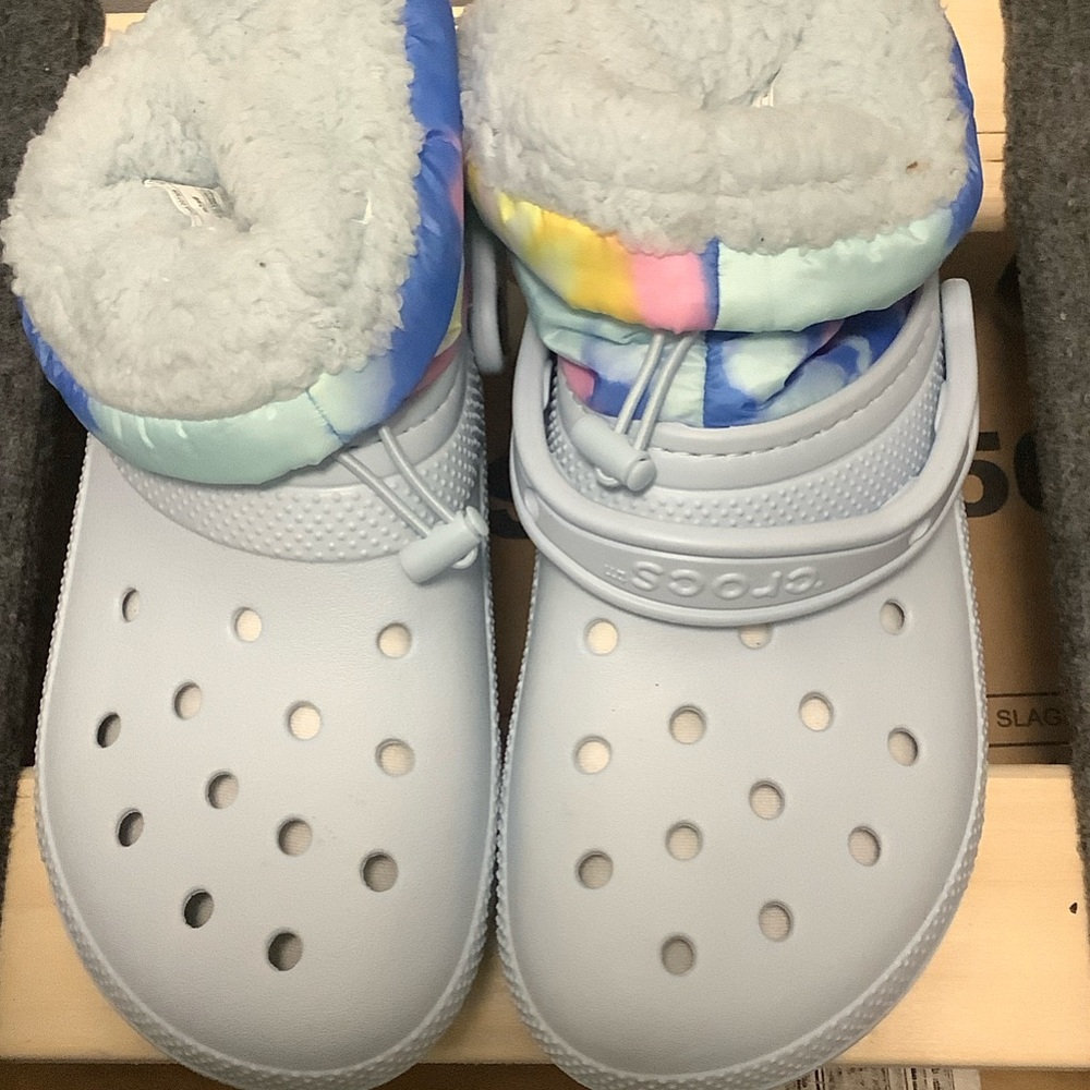 CROCS Light Blue Ankle Boots with Colorful Accents